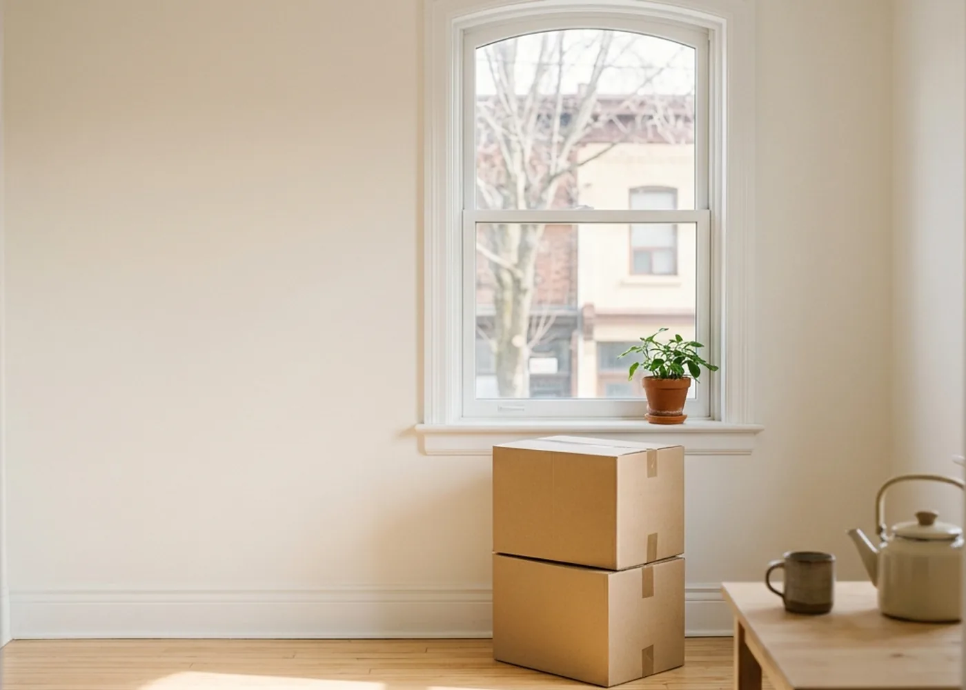 A renter settling into a bright apartment.